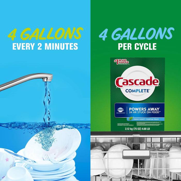 Cascade Complete Powder Dishwasher Detergent for Intentional Home Cooks, One-Step Dish Routine