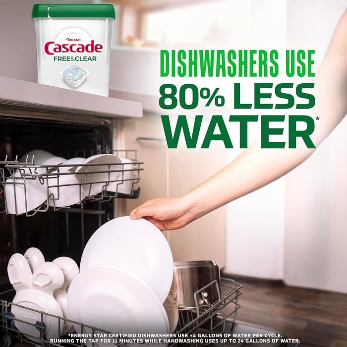 Cascade Free & Clear ActionPacs – Clutter-Free Dishwashing, No Measuring No Wrapping No Guesswork 47ct