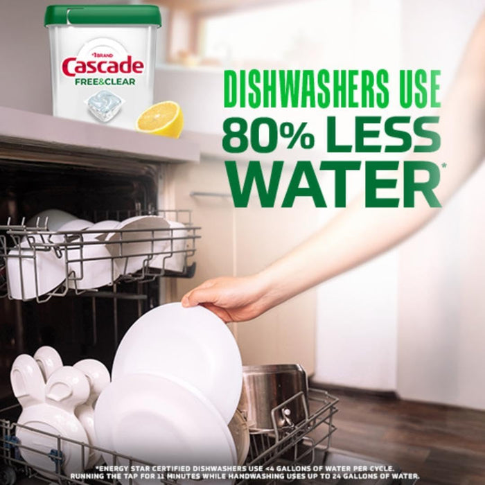 Cascade Free & Clear ActionPacs for Households with Kids, Safe Dye-Free Wash for Plates, Sippy Cups and Bowls