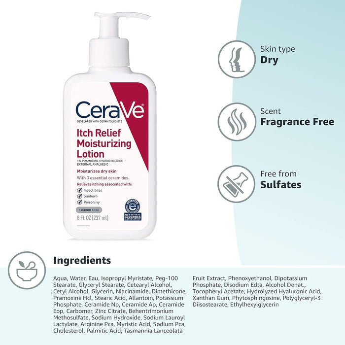 CeraVe Anti-Itch Pramoxine Lotion for Nursery and Changing Station, Gentle Itch Relief for Children 8 oz