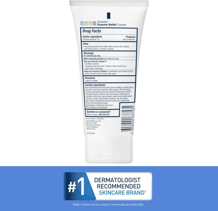 CeraVe Baby Eczema Relief Moisturizer – Gentle Skin Barrier Care for Delicate Baby Skin, 1% Oatmeal