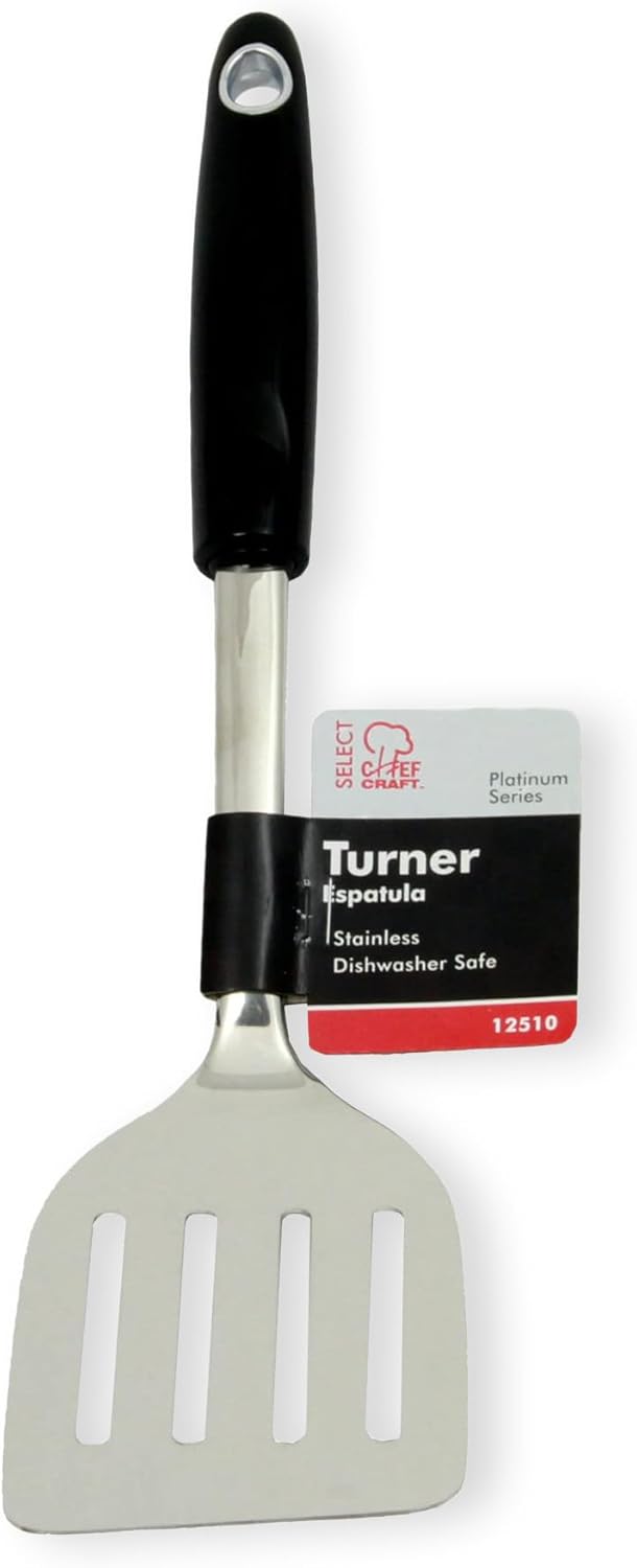 Chef Craft Stainless Steel Turner – Neutral-Toned Tool for Intentional Home Cooking, 13.5 Inch Spatula