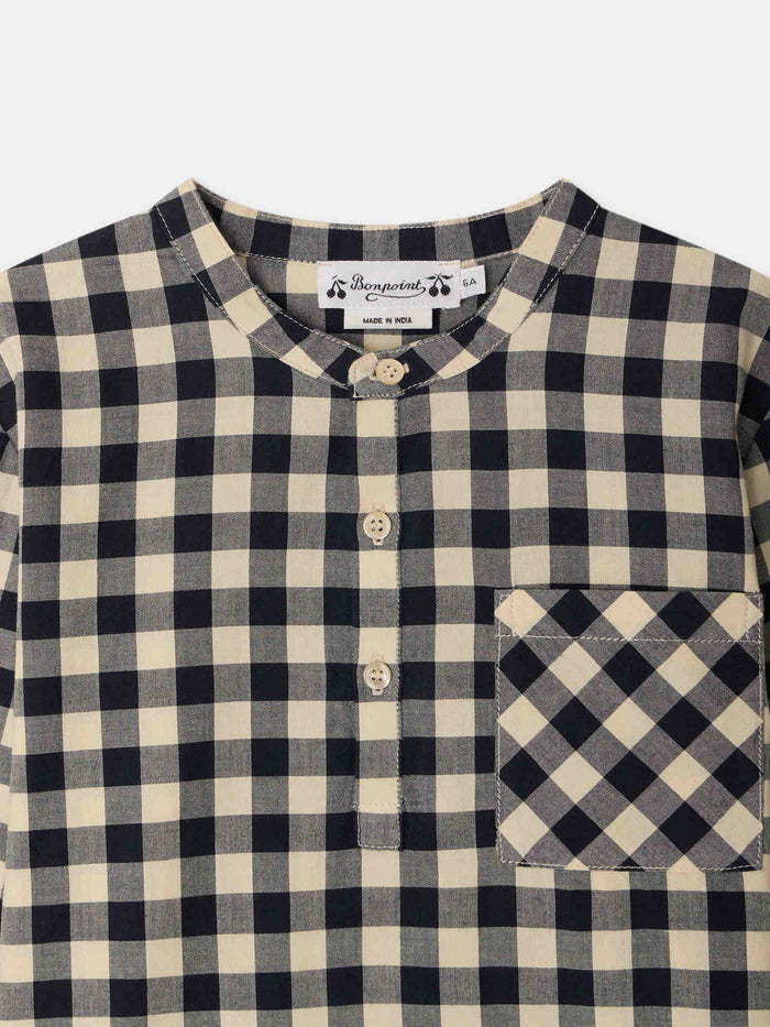 Chemise Artiste col officier à carreaux