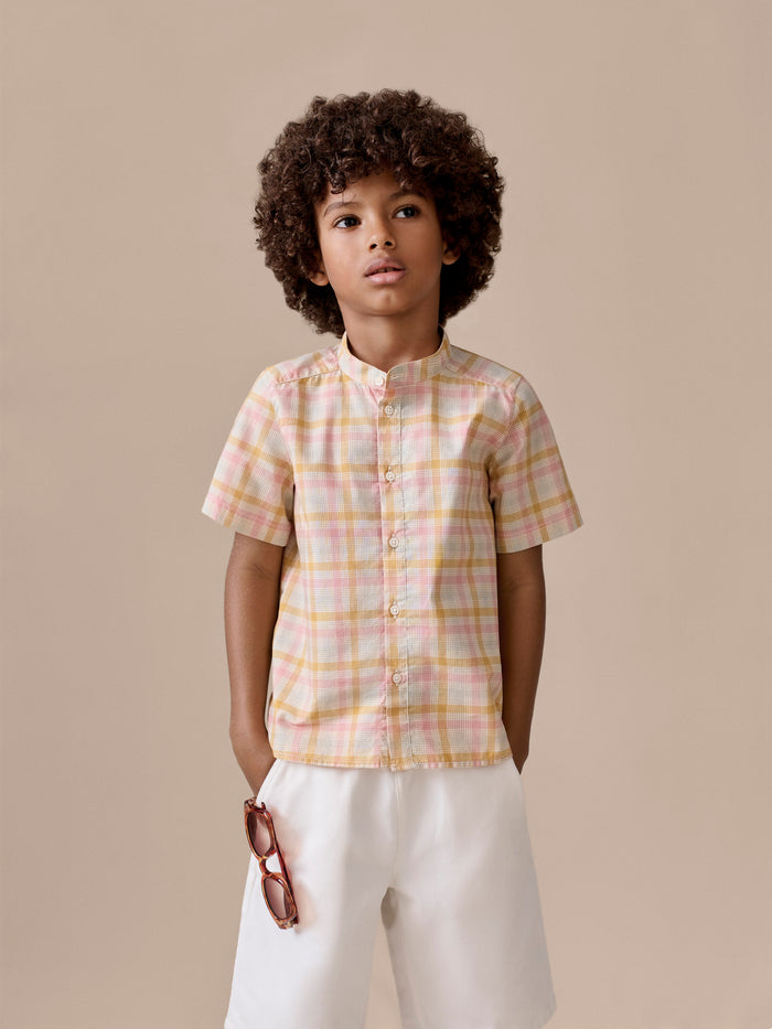Chemise Connor col officier à carreaux en coton biologique