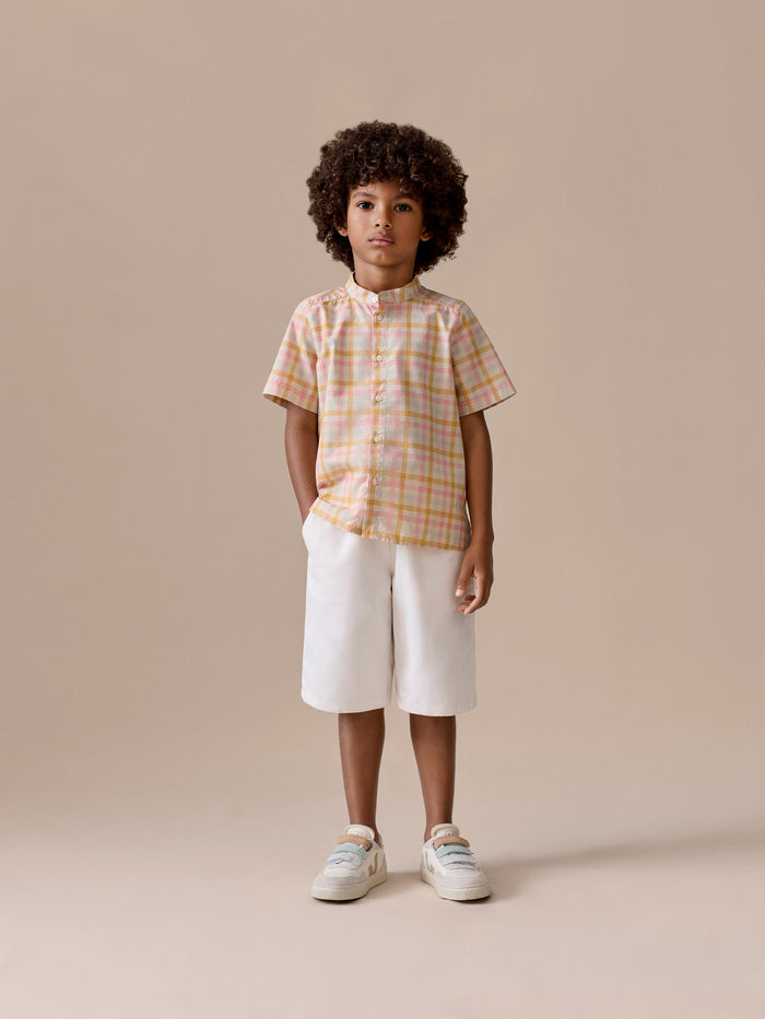 Chemise Connor col officier à carreaux en coton biologique