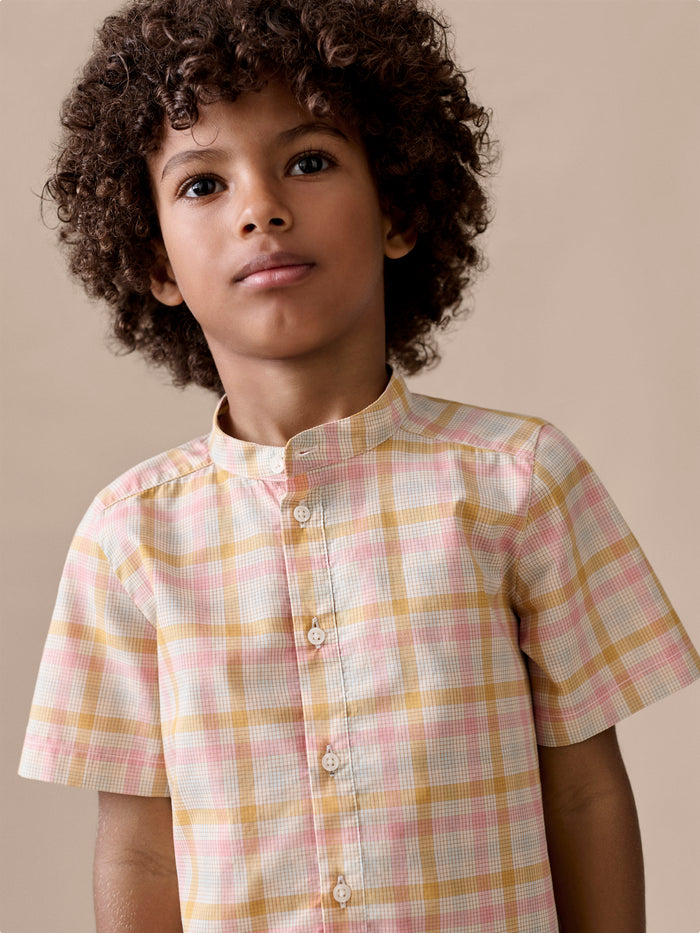 Chemise Connor col officier à carreaux en coton biologique
