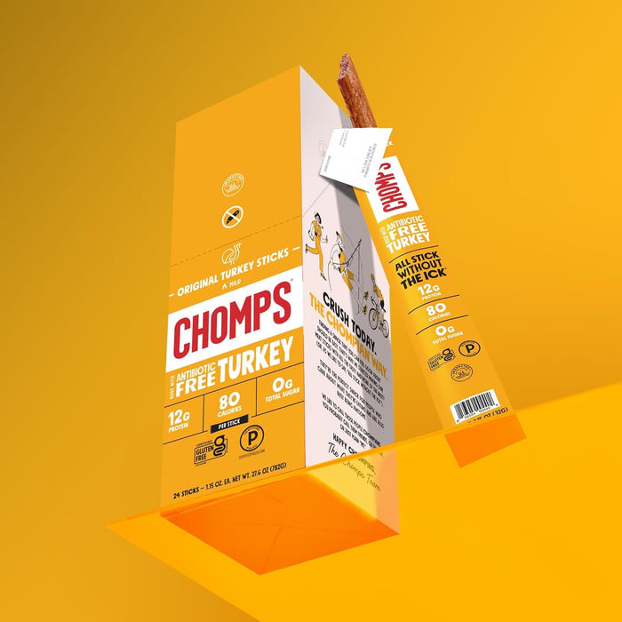 Chomps Turkey Jerky Sticks 10-Pack – No Refrigeration Camp Snack for Day Hikes and Long Treks
