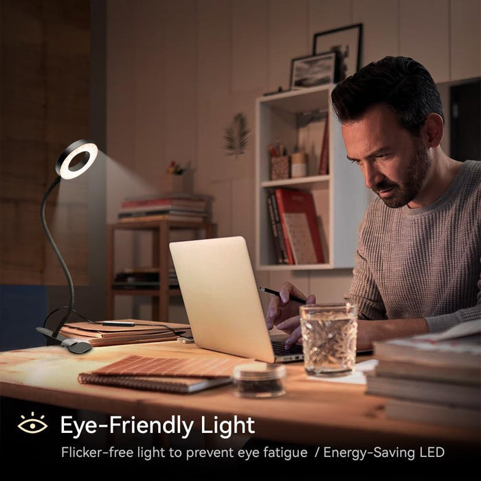 Clip-On LED Desk Light – Focus Lighting for Study Desk and Home Office, 10 Brightness Levels USB Powered