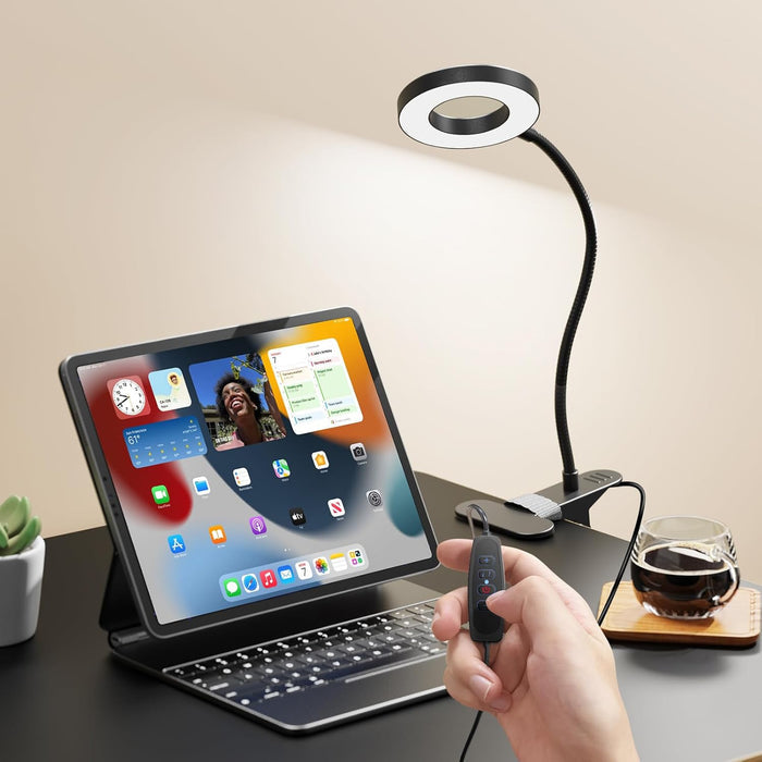 Clip-On LED Desk Light – Focus Lighting for Study Desk and Home Office, 10 Brightness Levels USB Powered