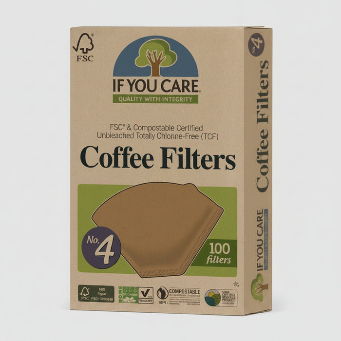 box of 100 coffee filters unbleached