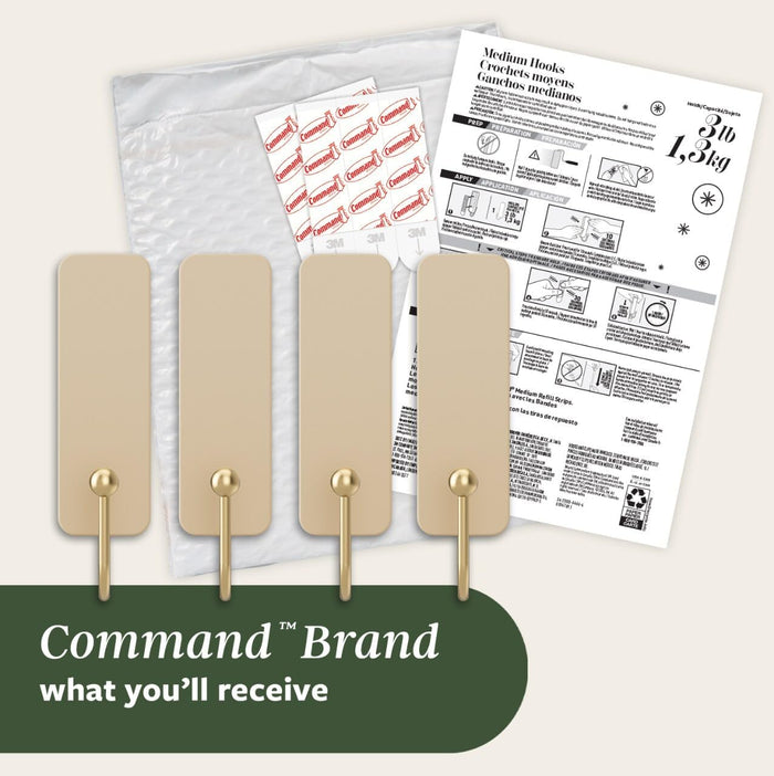 Command Medium Wire Hook Thoughtful Housewarming Gift for New Homeowners, Damage-Free Hooks in Latte 4-Pack