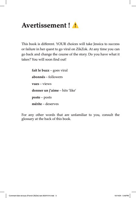 Comment faire le Buzz: A short interactive novel for learning French, by Rachel Emery