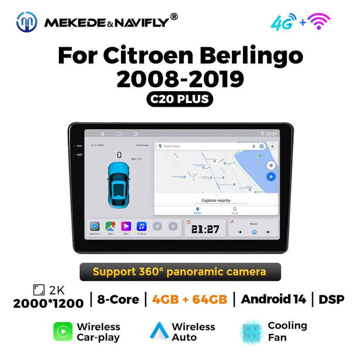 Compatible with Citro?n Berlingo 2008-2019 Android large screen central control car navigation radio screen