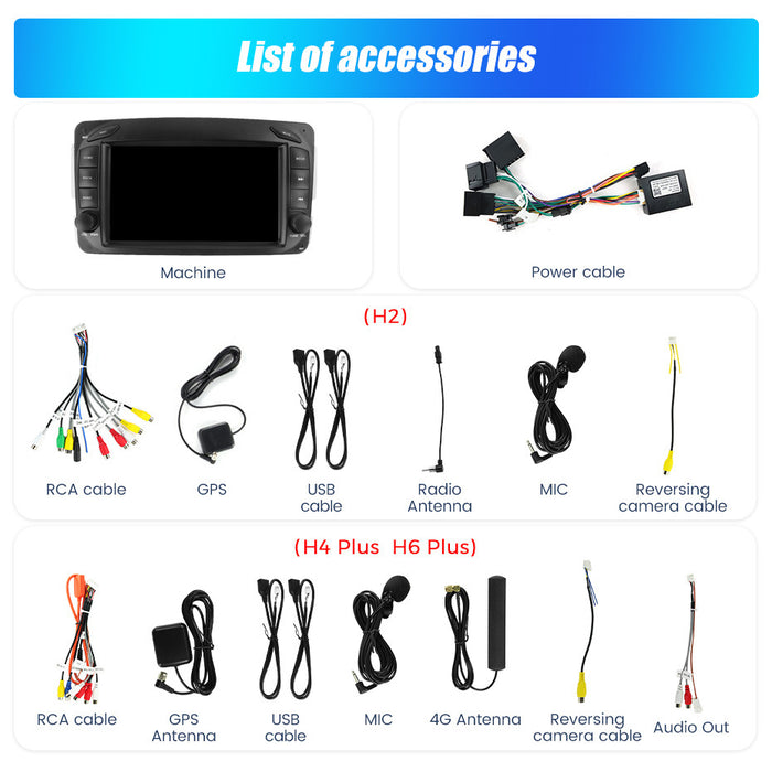 Compatible with Mercedes-Benz CLK W209 W203 W463 Android large-screen central control navigation radio, dedicated button device