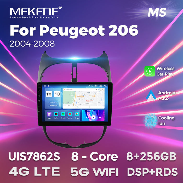 Compatible with Peugeot 206 2004-2008 Android Large-Screen Central Control Navigation Radio 8+256G
