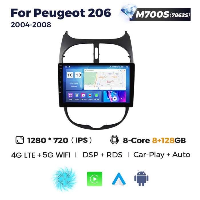 Compatible with Peugeot 206 2004-2008 Android Large-Screen Central Control Navigation Radio 8+256G