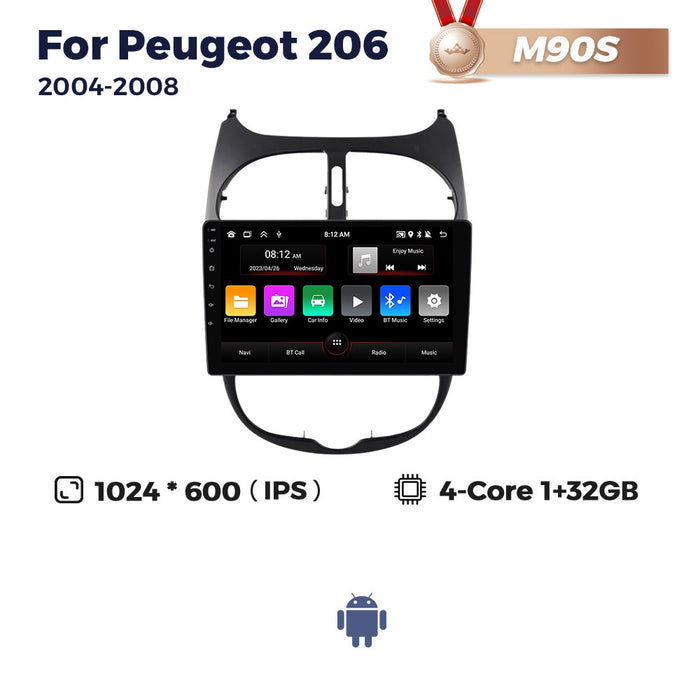 Compatible with Peugeot 206 2004-2008 Android Large-Screen Central Control Navigation Radio 8+256G