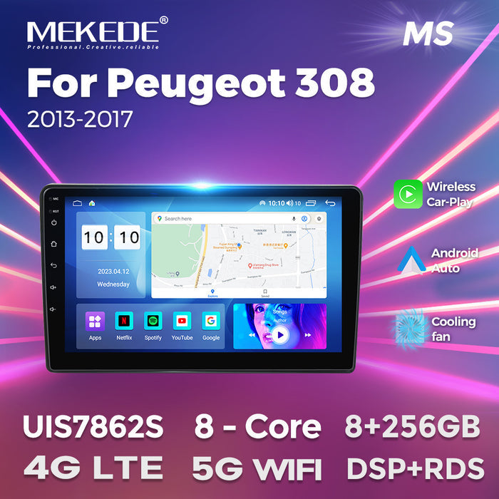 Compatible with Peugeot 308 2013-2017 Android Large-Screen Central Control Navigation Radio 8+256G