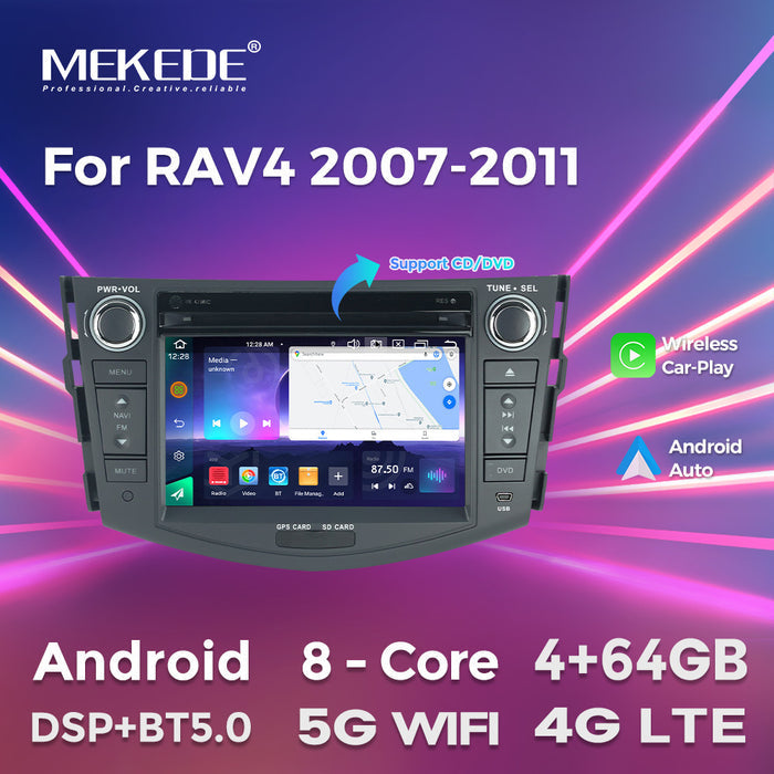 Compatible with Toyota RAV4 07-11 models with DVD and large Android screen, central control navigation, Bluetooth CarPlay