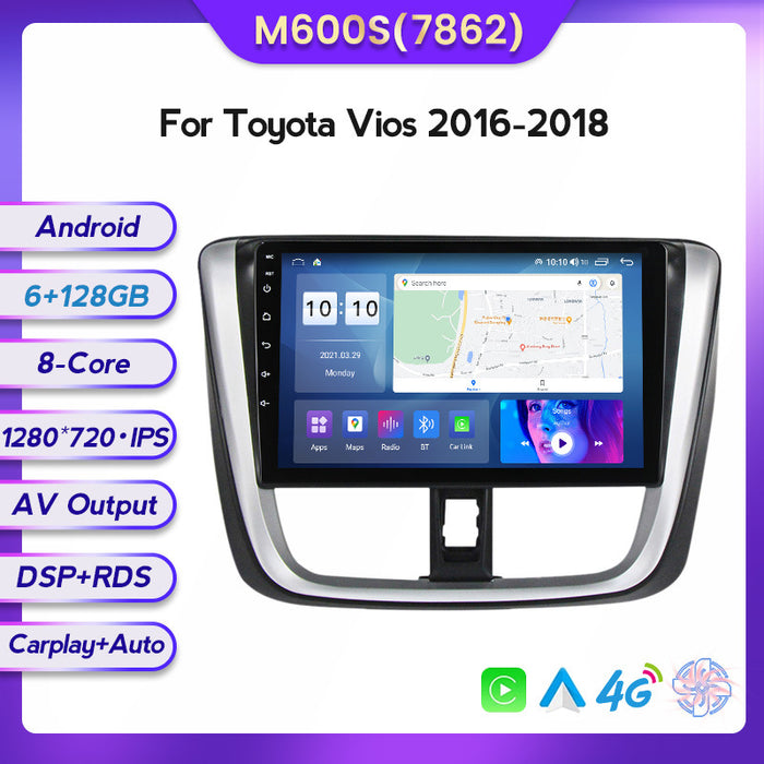 Compatible with Toyota Vios 16-18 models, modified Android large screen central control in-car navigation screen 8+128GB