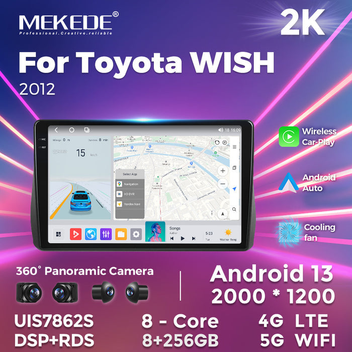 Compatible with Toyota Wish 2012-2016 Android Large-Screen Central Control Navigation Radio Bluetooth CarPlay