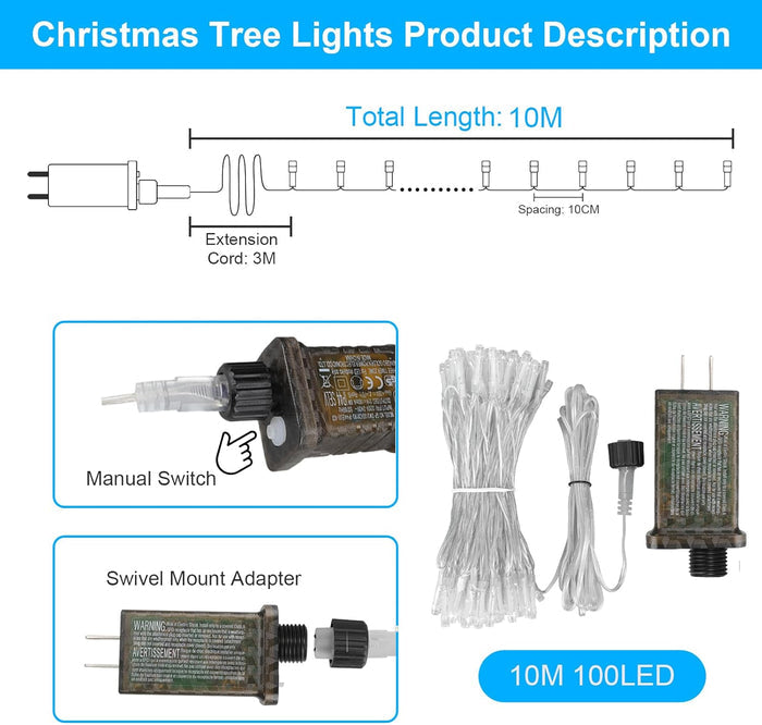CozyAura Connectable String Lights – Boho Bedroom & Wreath Garland Decor, 33ft Transparent Wire