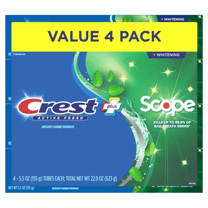 Crest + Scope 5.5oz Flip Cap Toothpaste – Camping & Hiking Oral Care for Outdoor Explorers