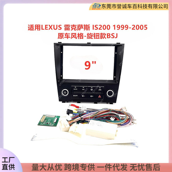 Custom-fit frame for lexus is200 android head unit navigation screen, audio modification panel