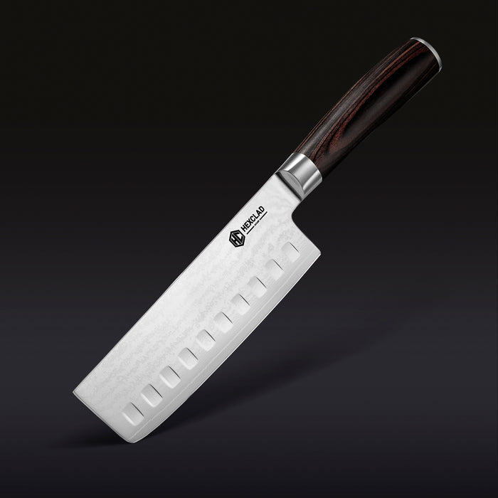 Damascus Steel Nakiri Knife, 6.5" (Espresso)