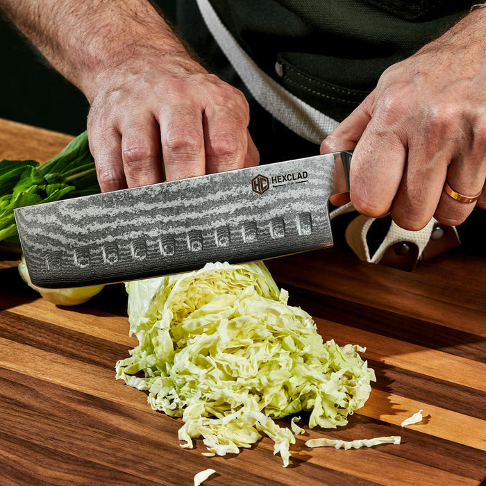 Damascus Steel Nakiri Knife, 6.5" (Green)