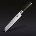 Damascus Steel Serrated Bread Knife, 8" (Green)