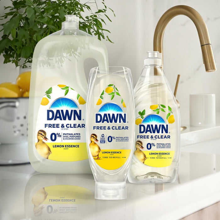 Dawn Free & Clear EZ-Squeeze Dish Soap – Dye-Free, Perfume-Light Formula for Sensitive Family Homes