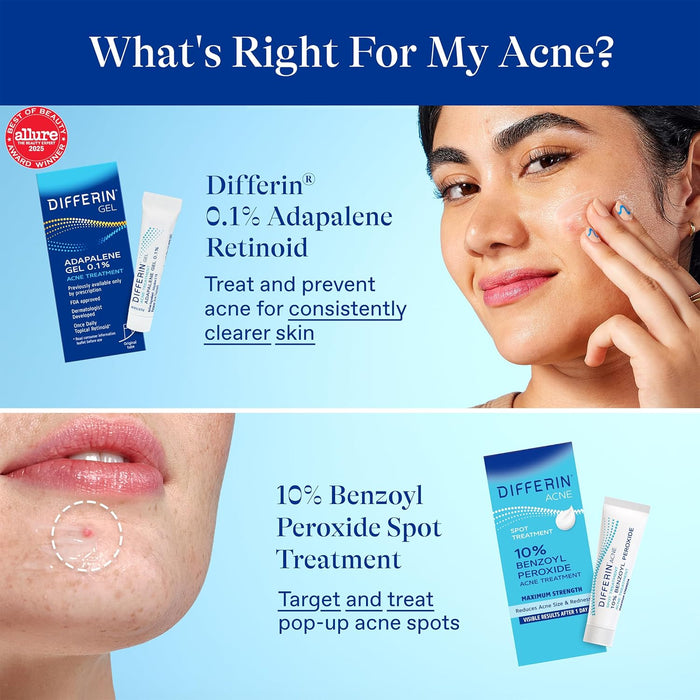 Differin 10% Benzoyl Peroxide Spot Treatment – Quick Study-Break Skincare for Focus Weeks, 1 oz Gel