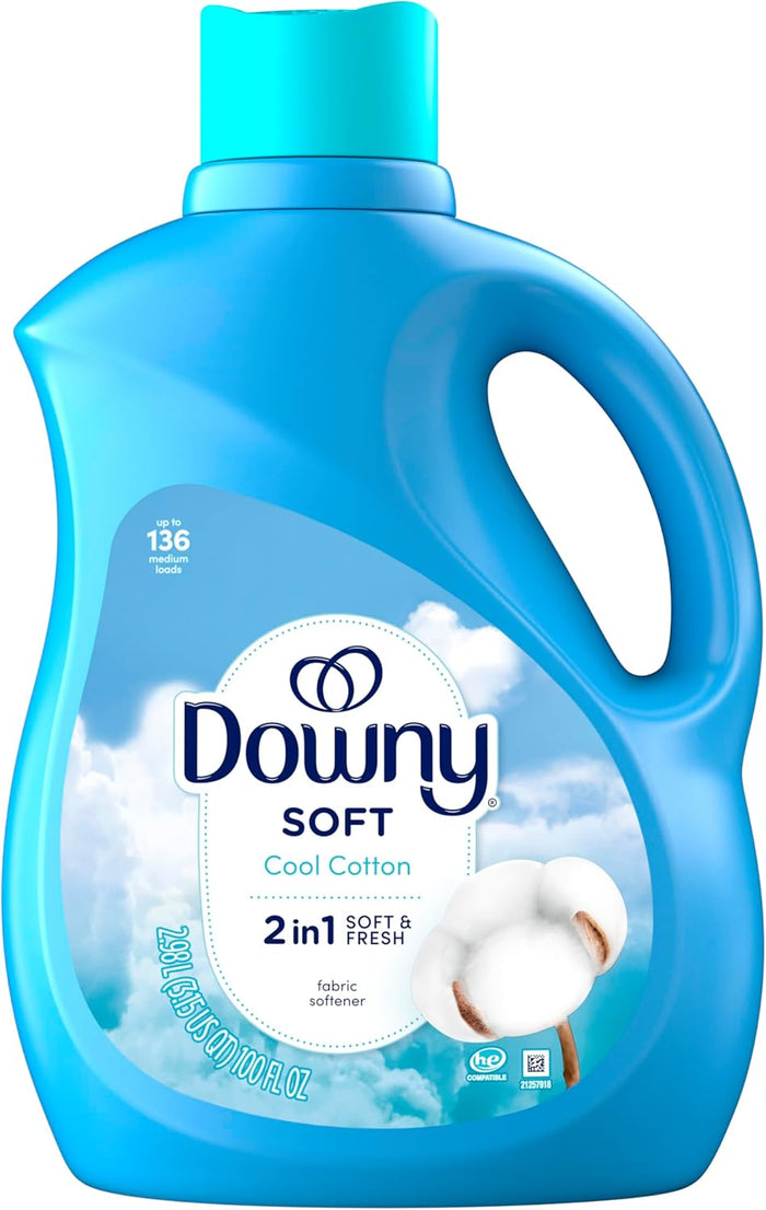Downy Cool Cotton Fabric Softener – One-Bottle Laundry Solution for the Clutter-Free Home, 136 Loads