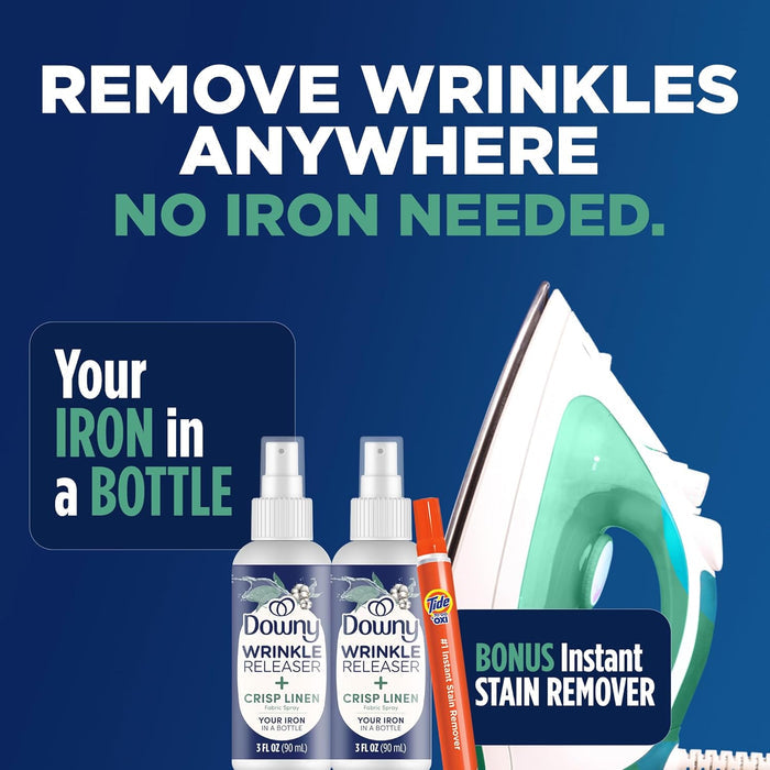 spray-and-tug wrinkle release technology requiring no heat or iron