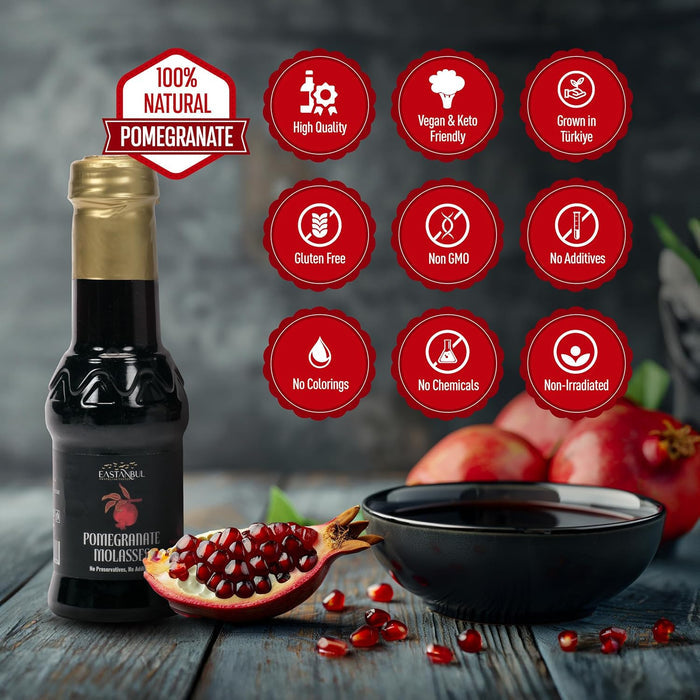 Eastanbul Pomegranate Molasses – Single-Ingredient Pantry Staple for Clutter-Free Kitchens, 9.7oz Bottle