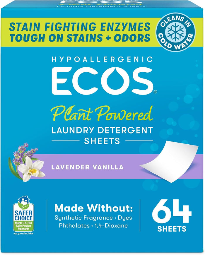 dissolvable concentrated sheet — 1 sheet per regular load, 2 for heavy/full loads