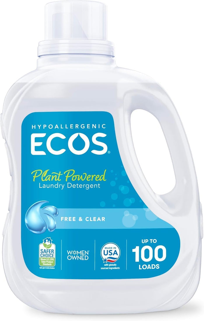 ECOS Plant-Powered Laundry Soap – Clean Design Bulk Supply for Uncluttered Pantry Storage, 200 Loads Pack of 4