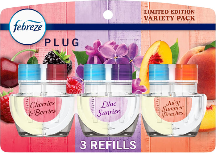pack of 3 scented oil refills designed for the febreze fade defy plug warmer