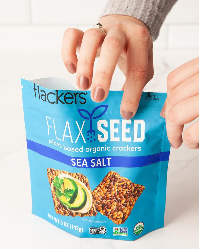 Flackers Organic Rosemary Flaxseed Crackers – Allergy-Friendly School Lunchbox Snack for Picky Eaters