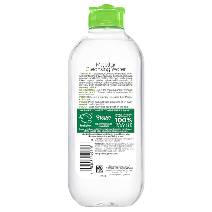 Garnier Micellar Cleansing Water – Office Locker Room Ready Makeup Remover, Fast Pre-Meeting Cleanse