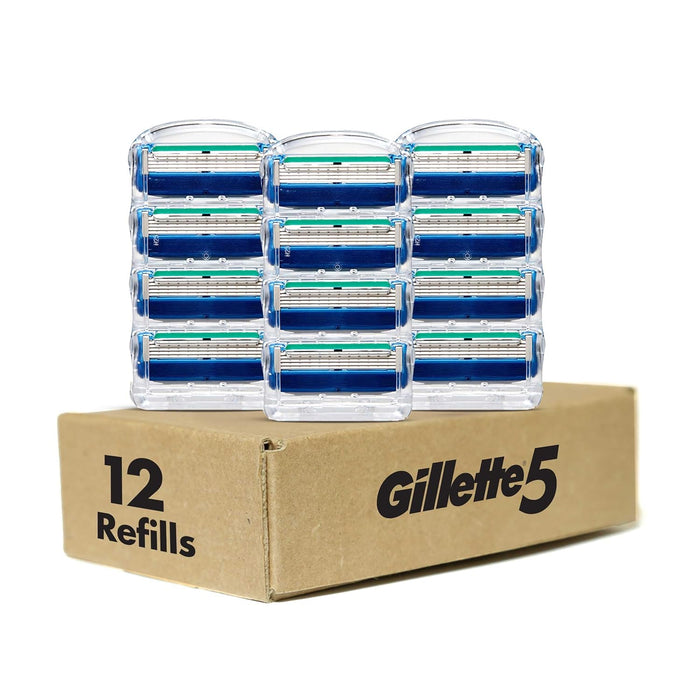 Gillette 5 Men's Razor Blade Refills, 12 Count – Neutral Grooming Refill Pack, Intentional Shower Caddy