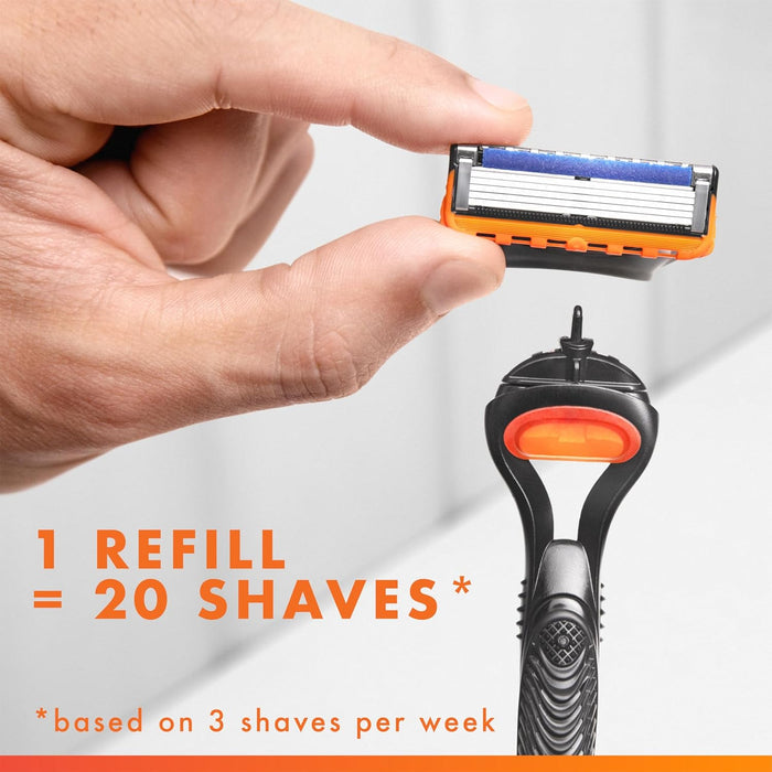 Gillette Fusion5 Razor for Men – Sleek Neutral-Toned Handle, Streamlined Bathroom Storage