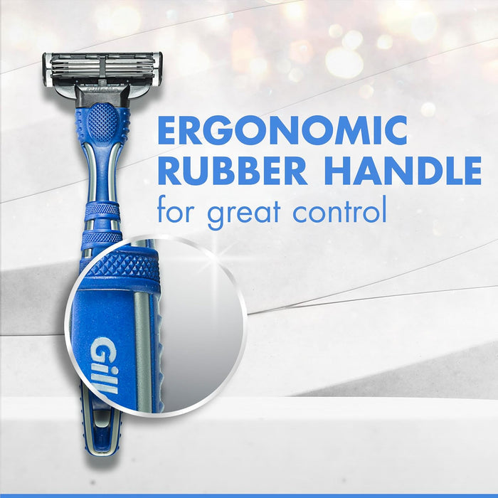 fully disposable construction (no cartridge refills required) in a 3-count pack, formulated for sensitive skin