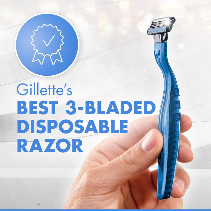 Gillette Mach3 Disposable Razors for Men, 3 Count Quick Morning Shave That Fits a Tight Commute Schedule
