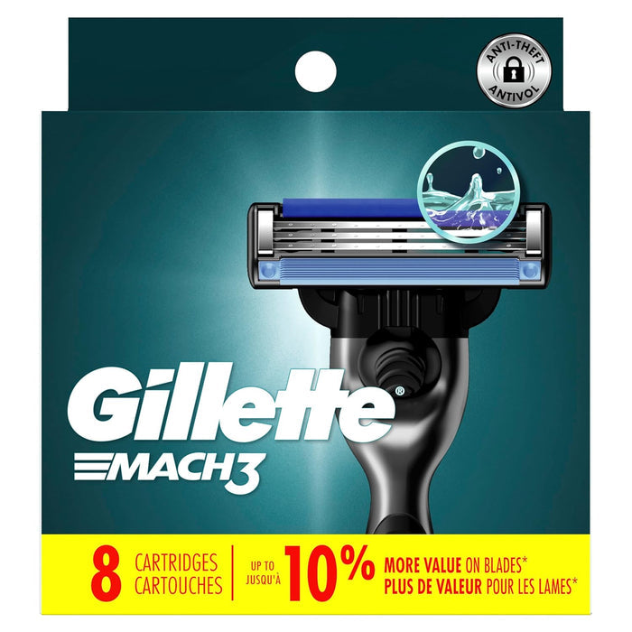 Gillette Mach3 Razor Refills for Men, 8 Pack Stocking Stuffer for the Well-Groomed Guy
