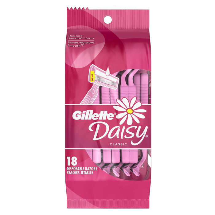 Gillette Venus Daisy 18-Count Shavers – Efficient Morning Grooming, Zero Maintenance Required