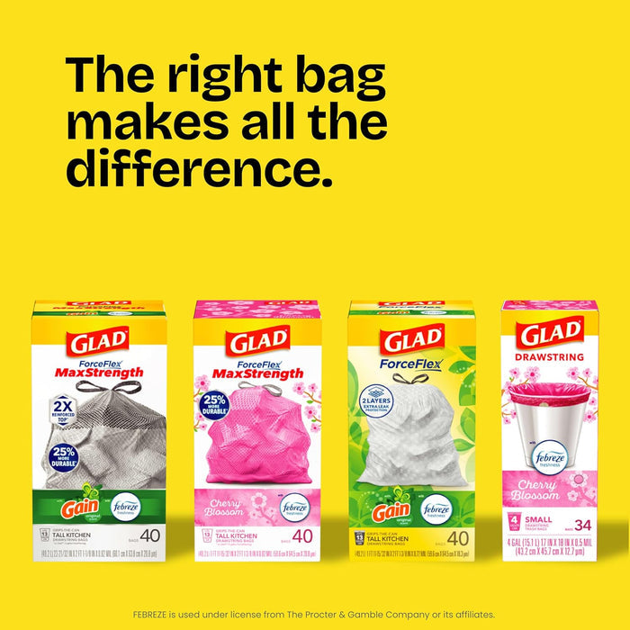 Glad ForceFlex 30 Gallon Trash Bags, Unscented Heavy Duty Bags for Camping and Backyard Use, 50 Count