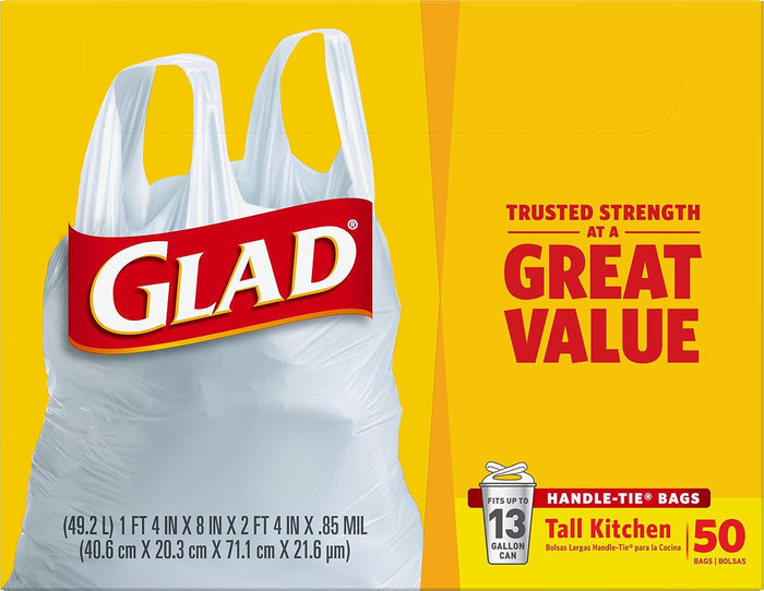 Glad Tall Kitchen Trash Liners, Reinforced Diamond Pattern for Busy Shared Workspaces