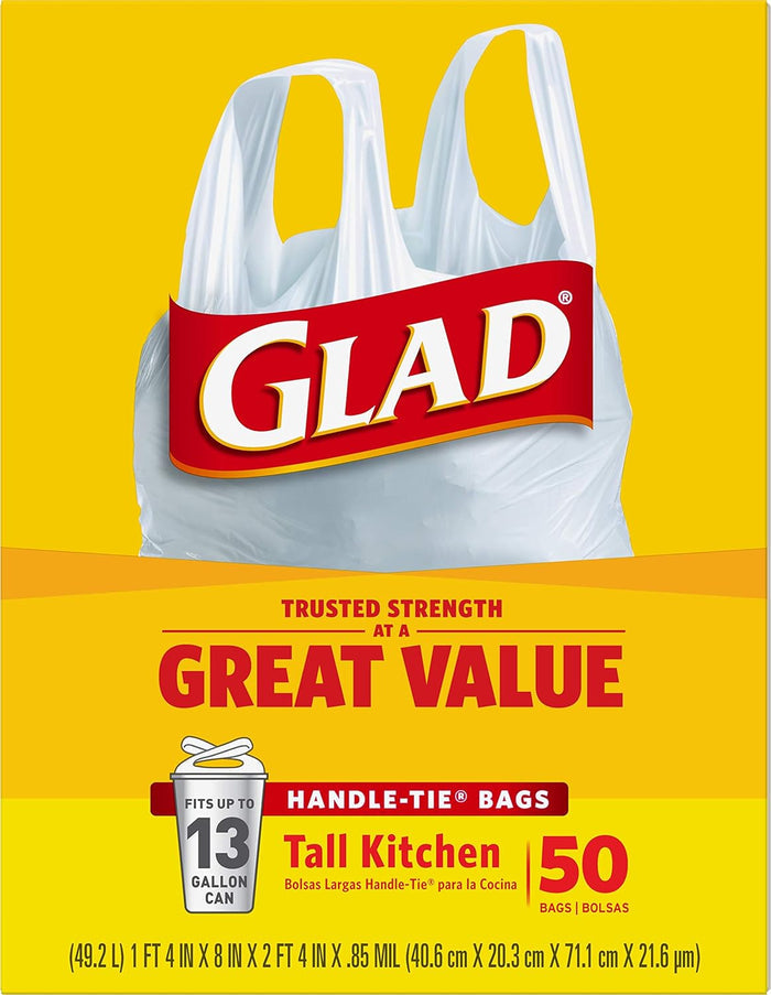 Glad Tall Kitchen Trash Liners, Reinforced Diamond Pattern for Busy Shared Workspaces